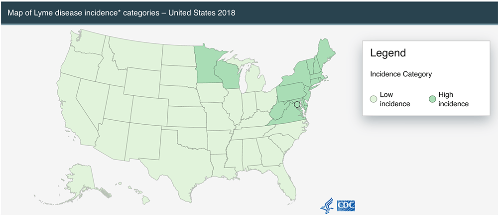 Where Lyme disease is most prevalent 