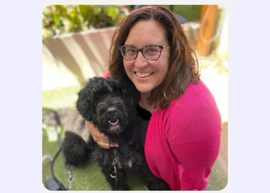 Kendra and Suki, the gluten sniffing dog.