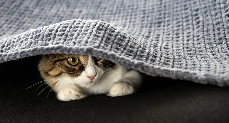 Cat under a blanket